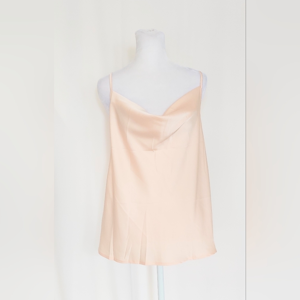Ekouaer Cowl Neck Satin Cami Top Size Large NWT Adjustable Straps
